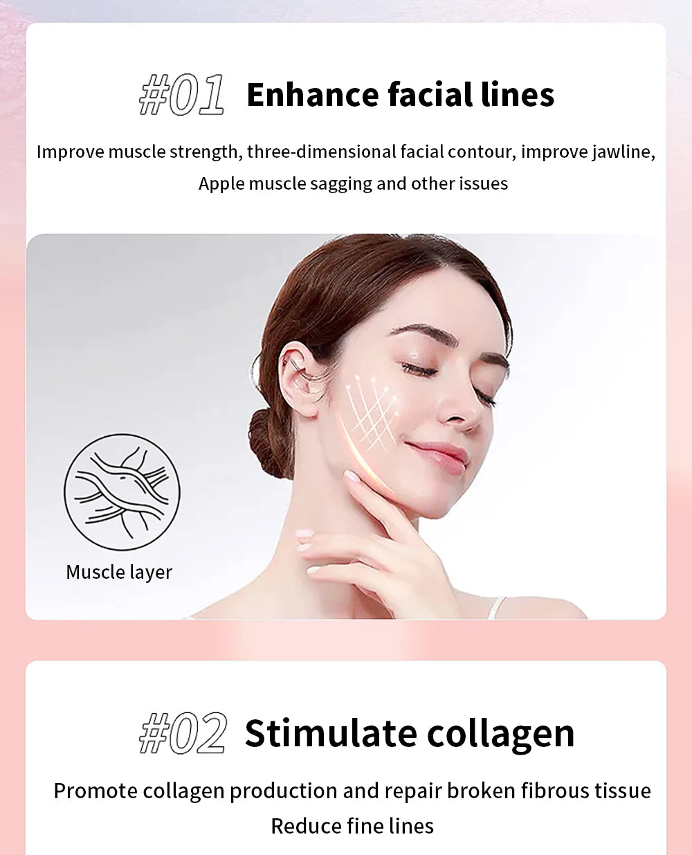 Masseur Facial Électrique 3D Microcourant - Rouleau Liftant et Raffermissant | Appareil de Lifting Visage à Vibration Sonique pour Soins de Beauté