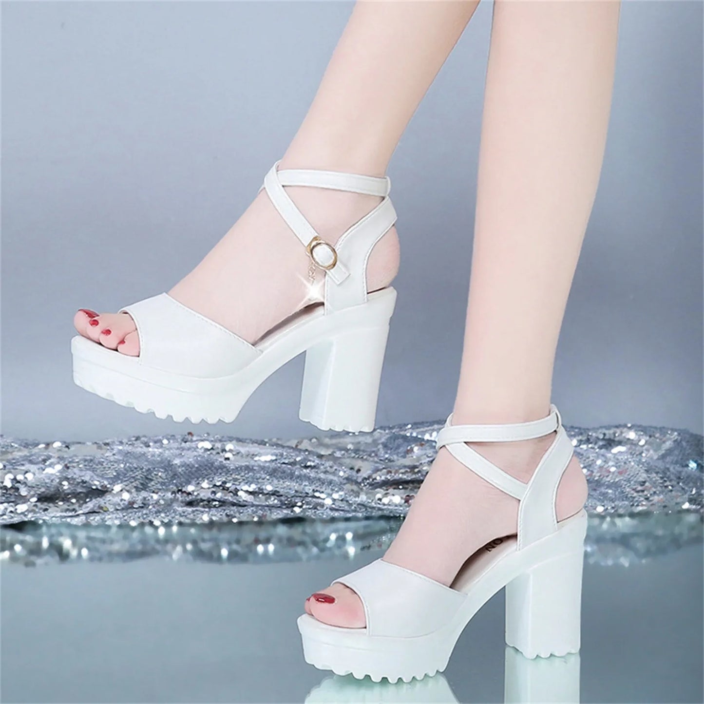 Chaussures pour femme, sandales à plateforme à talons hauts, avec boucle et talon compensé, sandales à plateforme pour femme, sandalias de mujer