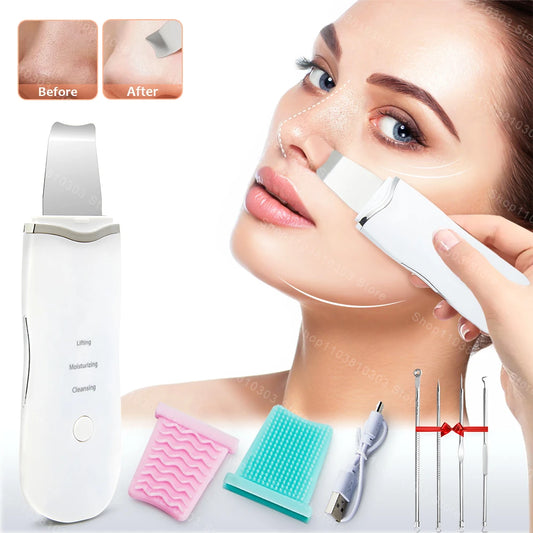 Spatule Ultrasonique Visage – Nettoyeur Peau Électrique à Vibration | Élimination des Points Noirs, Peeling, Lifting et Soin du Visage